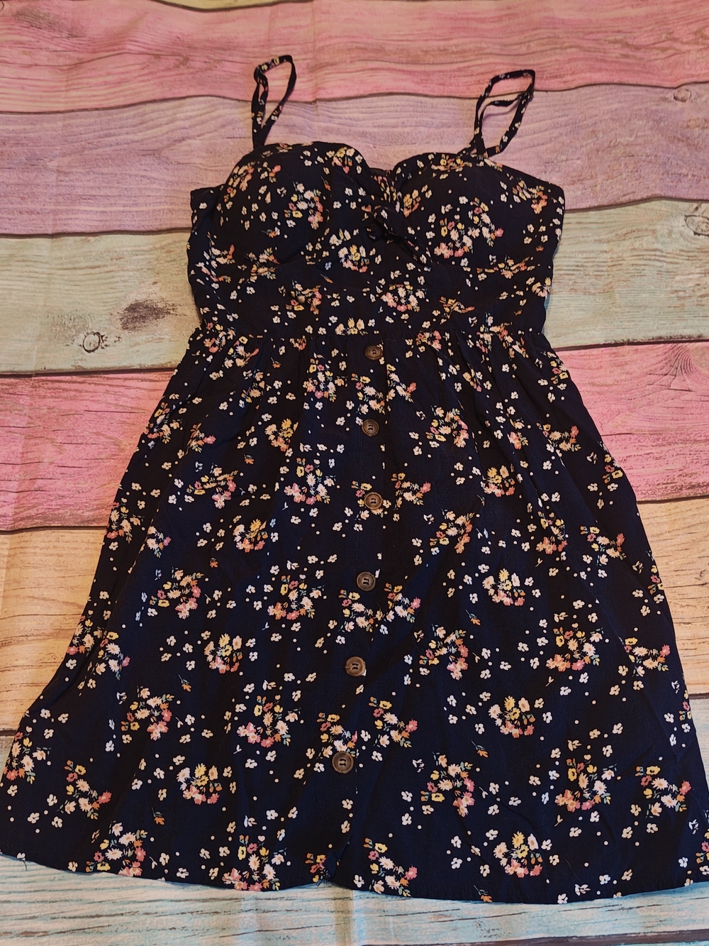 Large As U Wish Navy Floral Sundress #SS05
